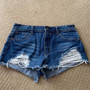 High waisted jean shorts